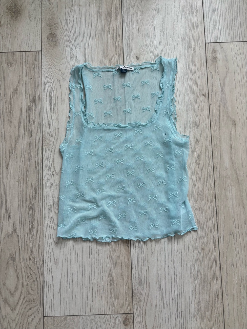 American Eagle Outfitters Light Blue Bow Detail Sheer Tank